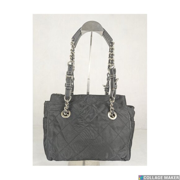 PRADA Tessuto Nylon Chain Medium Black Shoulder Bag Made in Italy